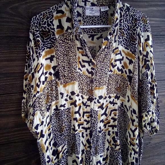 Vintage plus size 3x Cotton zone short sleeve button-up blouse - Picture 4 of 4